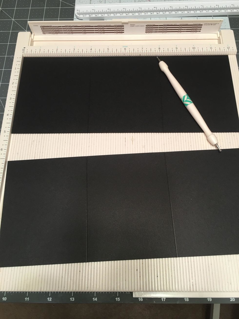 Score the 12" side at 4" and 8" on both 5" x 12" pieces of cardstock.
