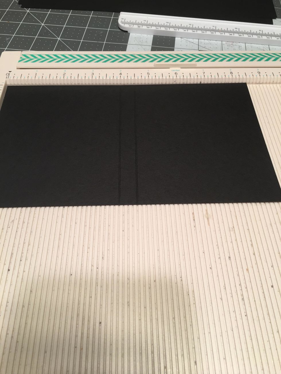 Score the 5" x 8 1/2" piece on the 8 1/2" side @ 4" and 4 1/2"