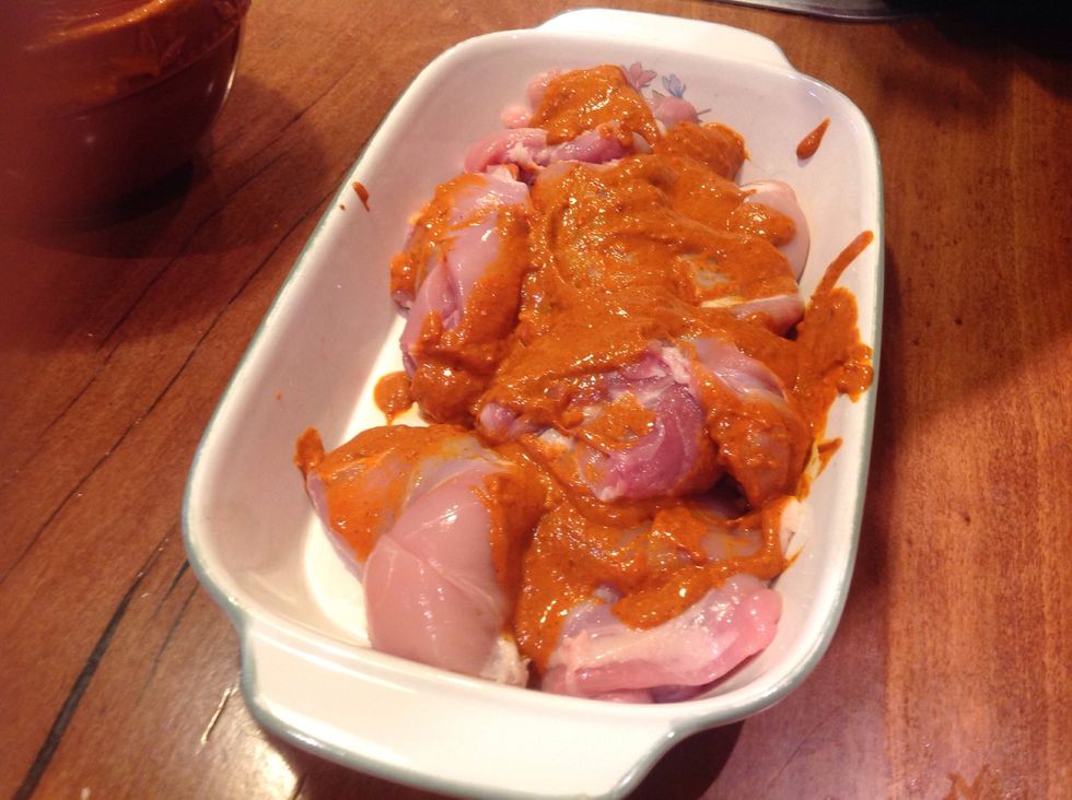 Score the chicken then pour the marinade over the chicken.