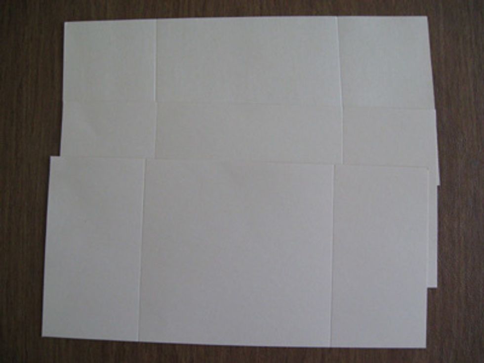 Score the three pieces of 5-3/4 inches and 12 inch sheets at 3 inches on each end.