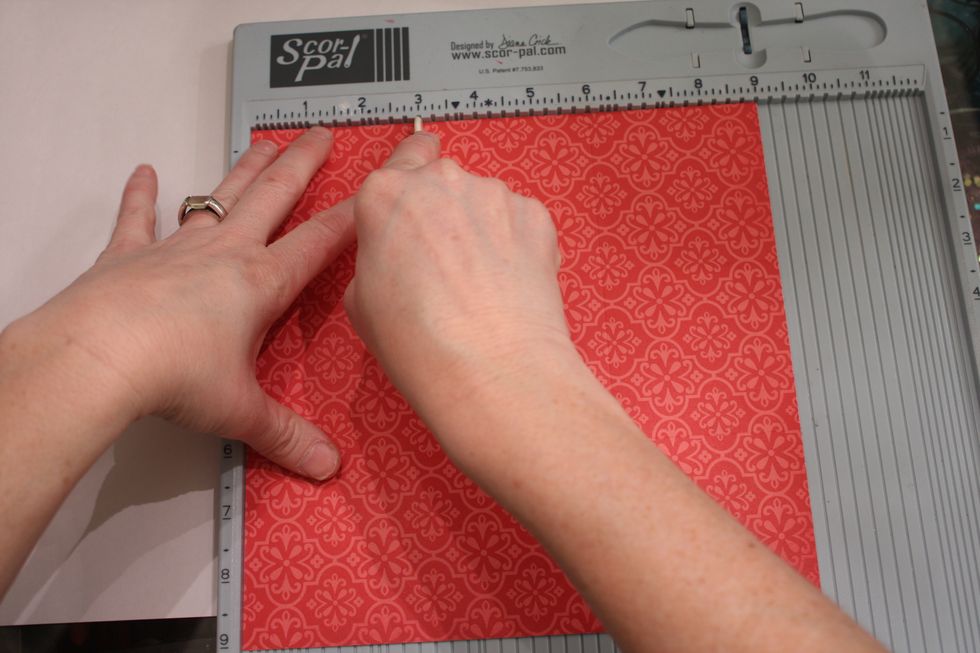 Score your largest sheet at 3 inches. Flip and score at 3 inches again-creating 9 squares. You can just measure and fold if you don't have a scor-pal