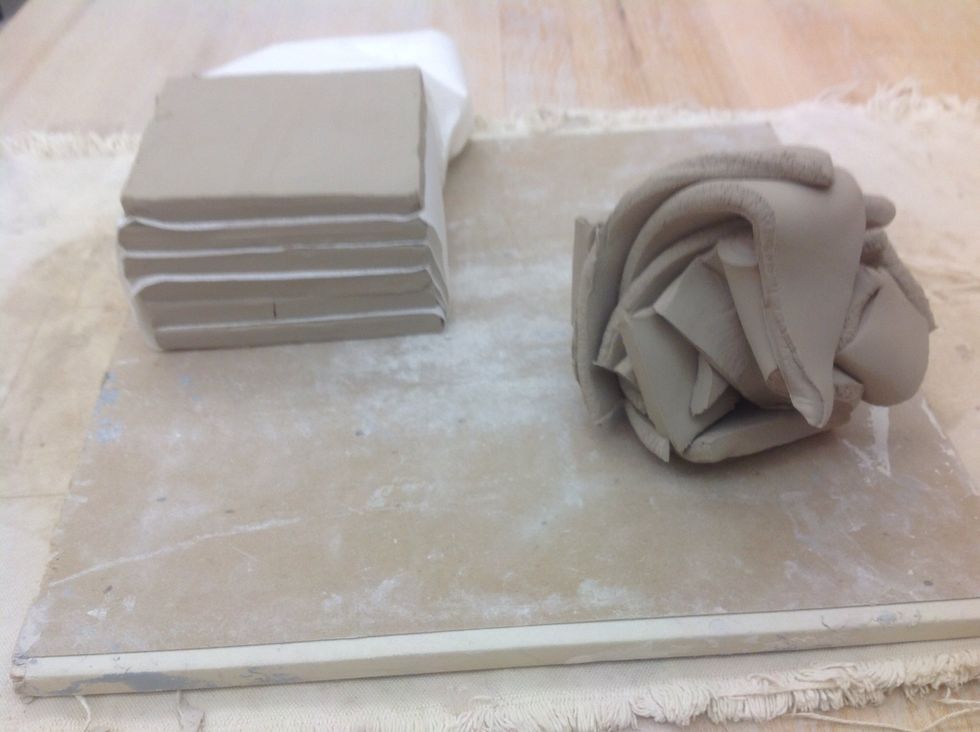 Scrap clay can be wedged to use for building and decoration.