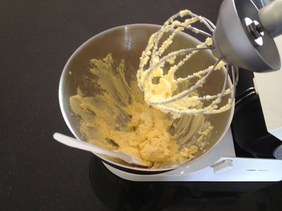 Scrap the edges back into the bowl as needed. Once 5-6 minutes is up the mixture should now be light and fluffy.