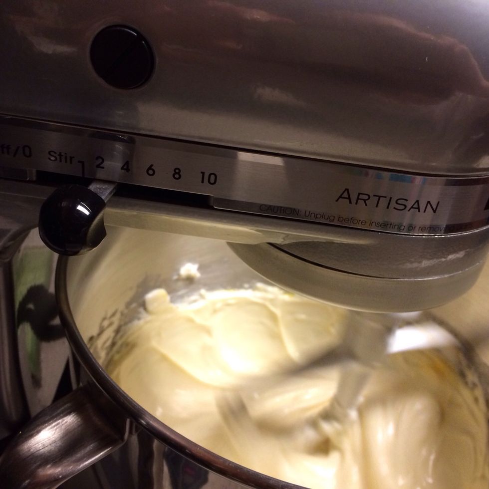 Scrap the sides and continue mixing on low-medium