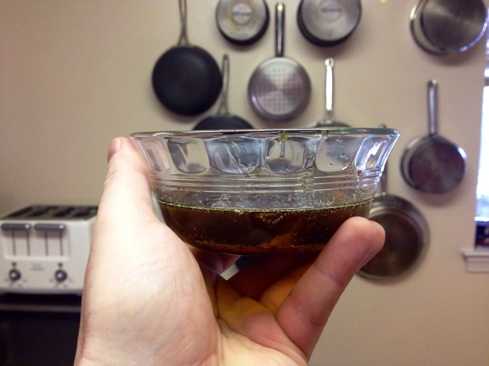 Scrape all of the brown bits off the pan and pour them, along with any oil and cooking juices, into a dish. Refrigerate while you continue with the dish.