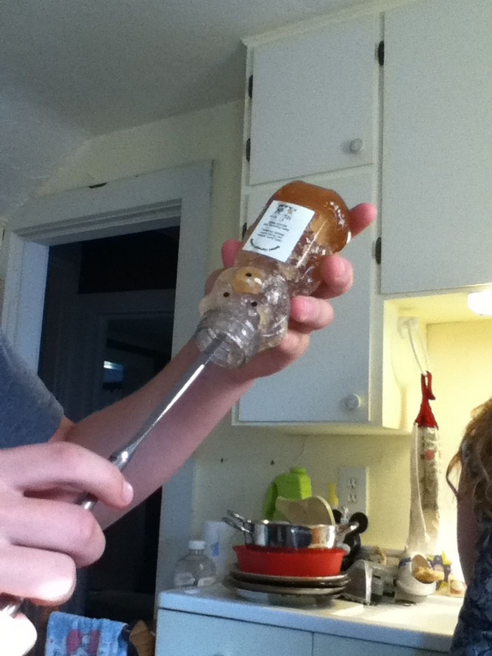 Scrape as much honey as you want into your dish.