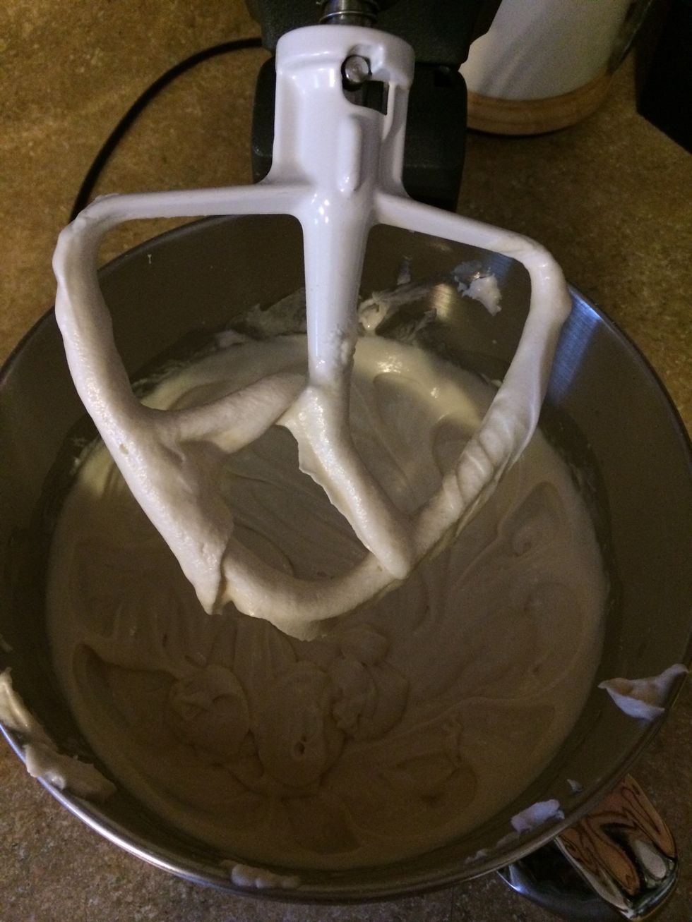 Scrape bowl and add the egg whites along with the eggs. Mix at high speed until smooth and fluffy about two minutes