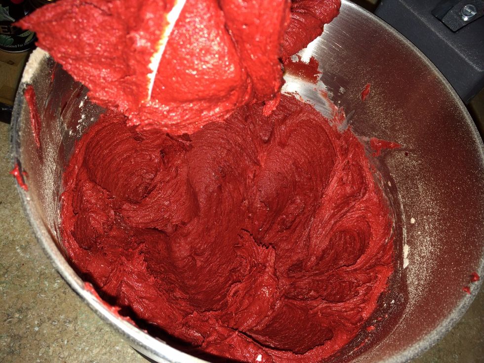 Scrape down sides of bowl and mix again