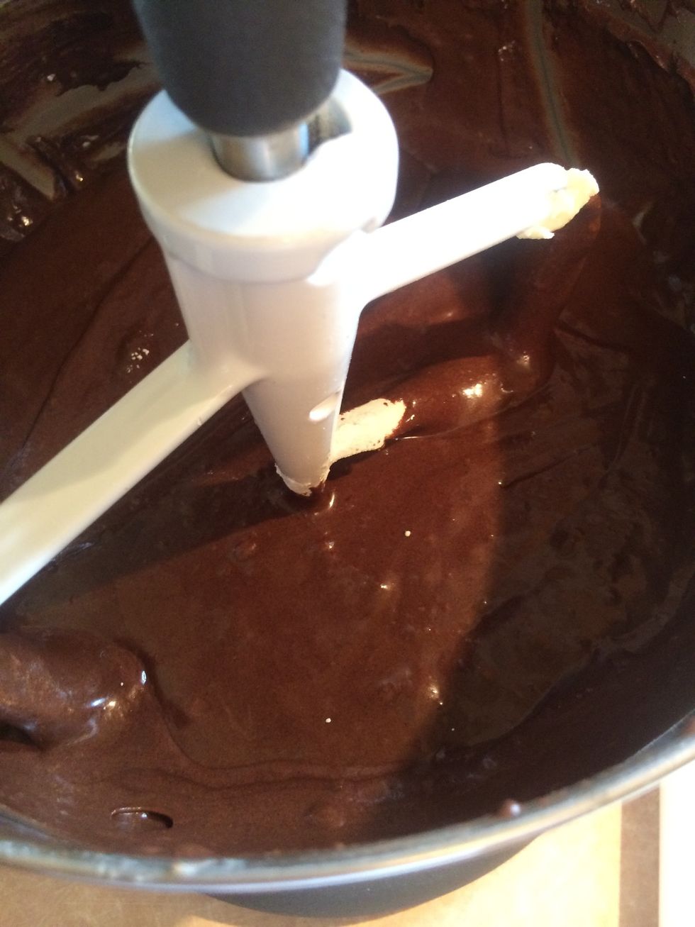 Scrape down the side and blend on medium low until there is no more visible flour.