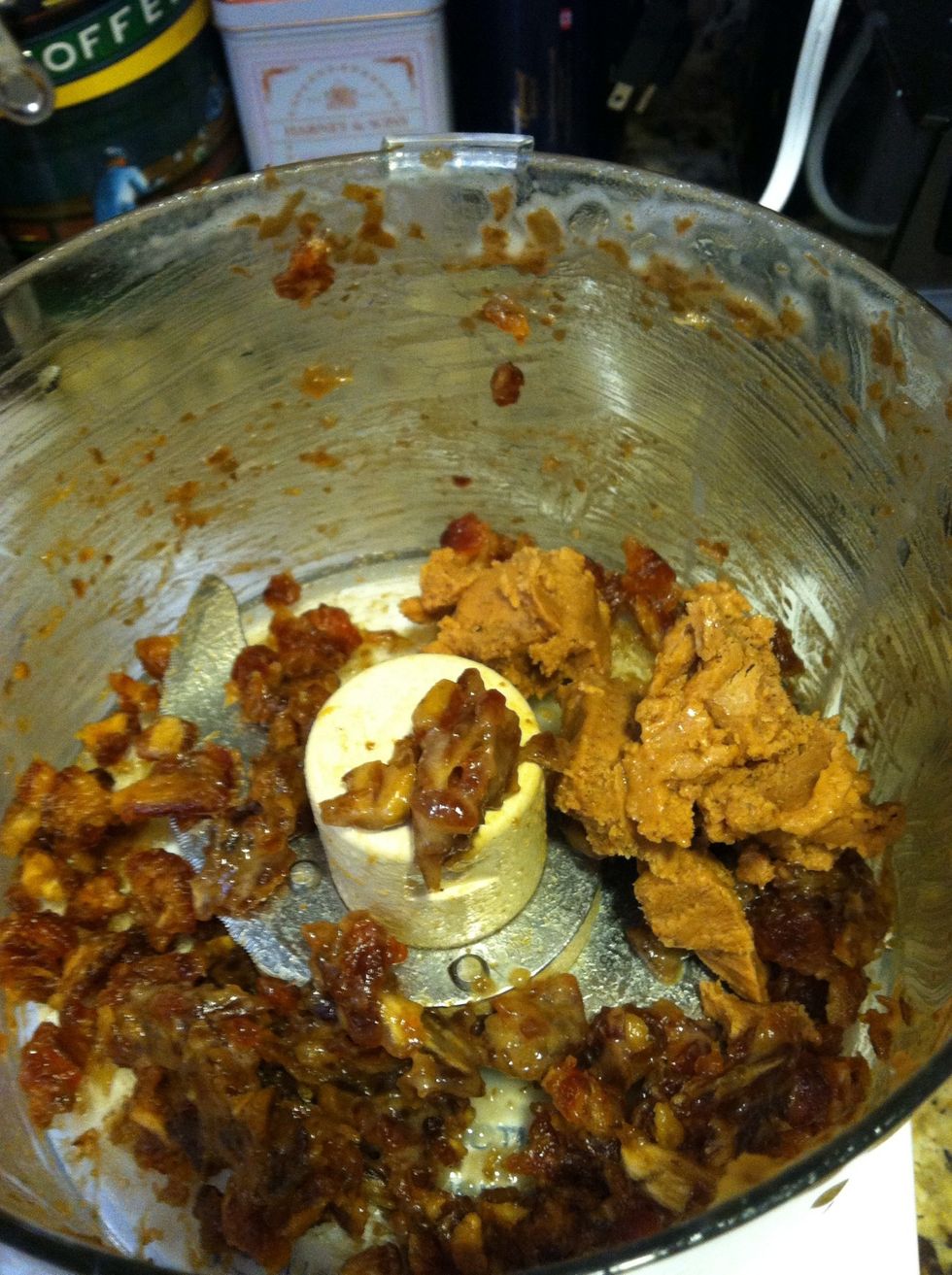 Scrape down the sides of the food processor. Add the peanut butter and resume blending until smooth.
