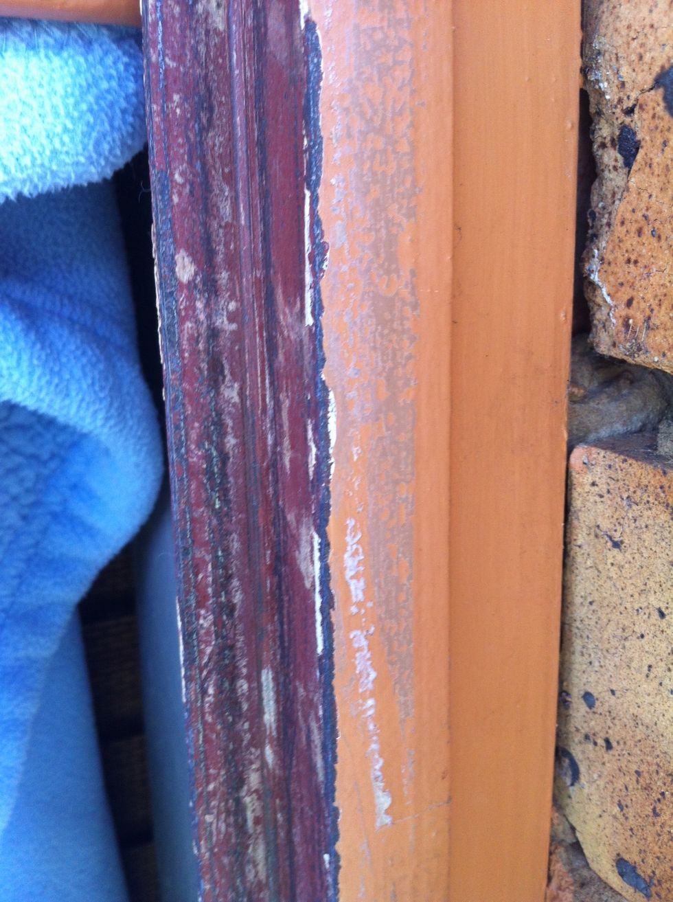 Scrape old putty off of window pain, and clean nicely with paint scraper and brush