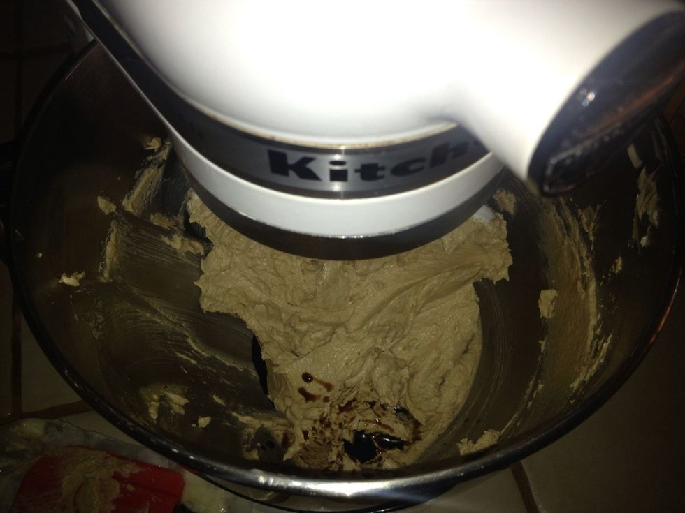 Scrape sides of bowl, and add vanilla.