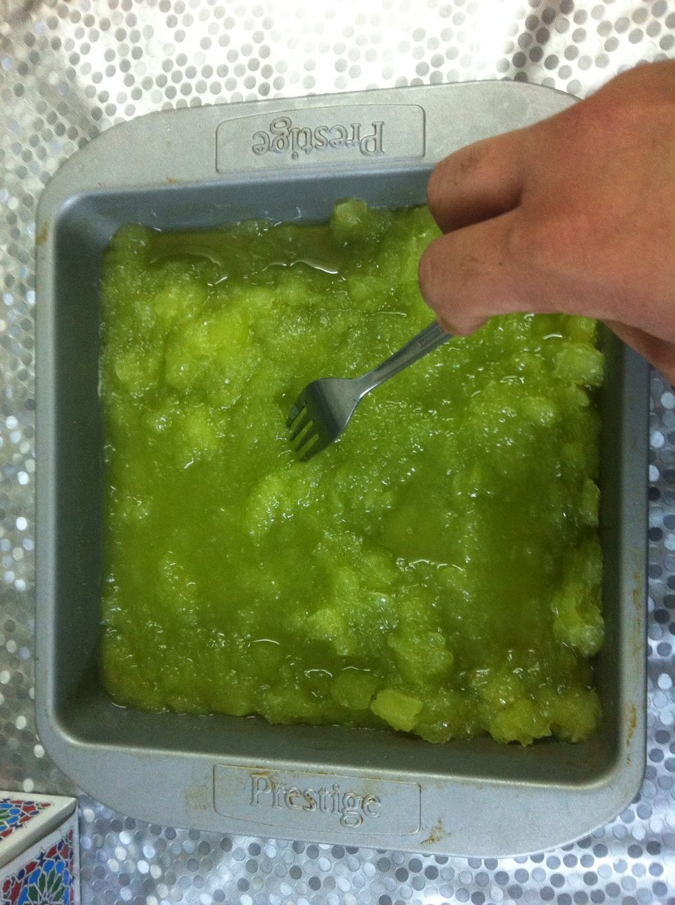 Scrape with a fork, and continue freezing.