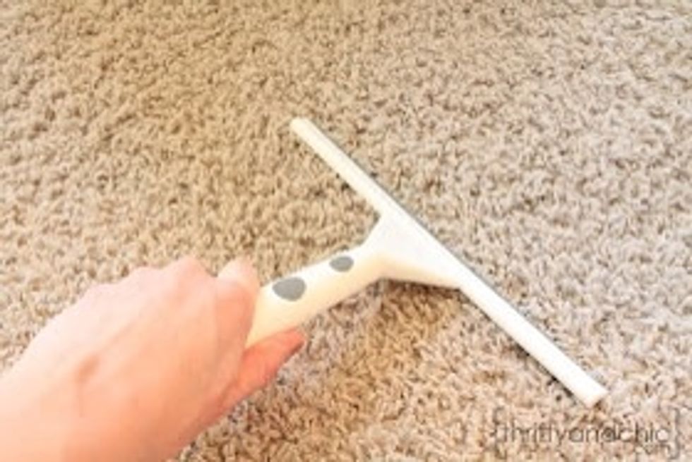 Scrape your carpet with the squeegee