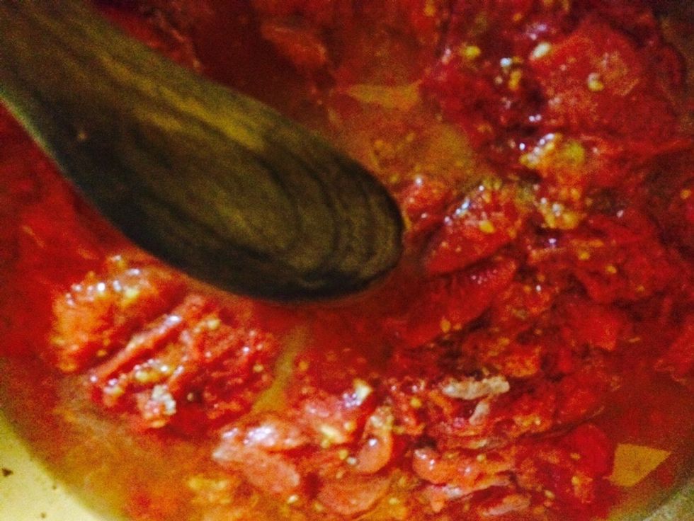 "Scratch" the bottom of the pan with your wooden spoon to get the meaty bits lefts behind that will help flavor your soup.