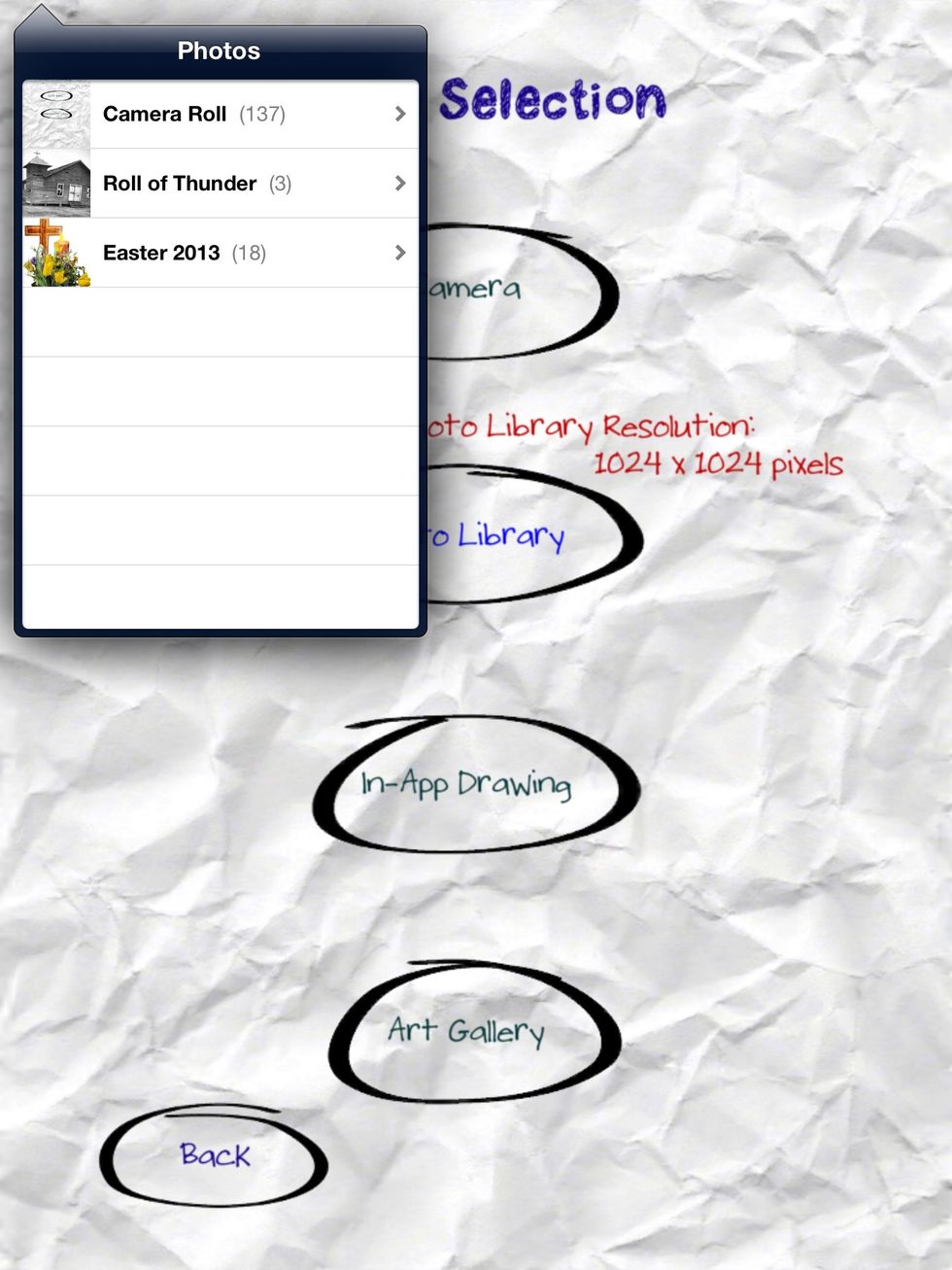 Screen interface when getting picture from iPad Photos.