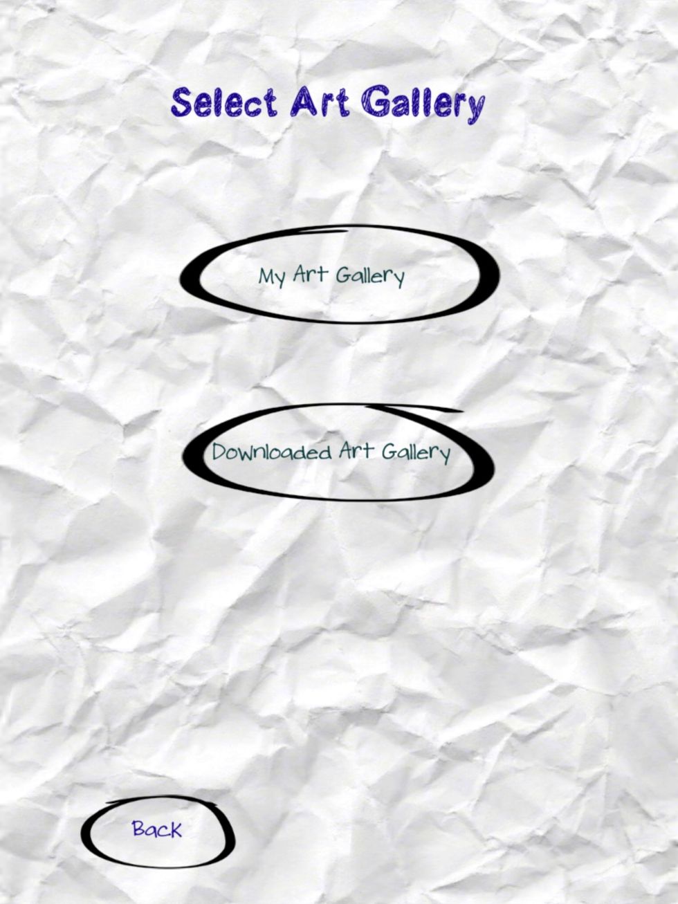 Screen interface when getting picture from saved drawings.