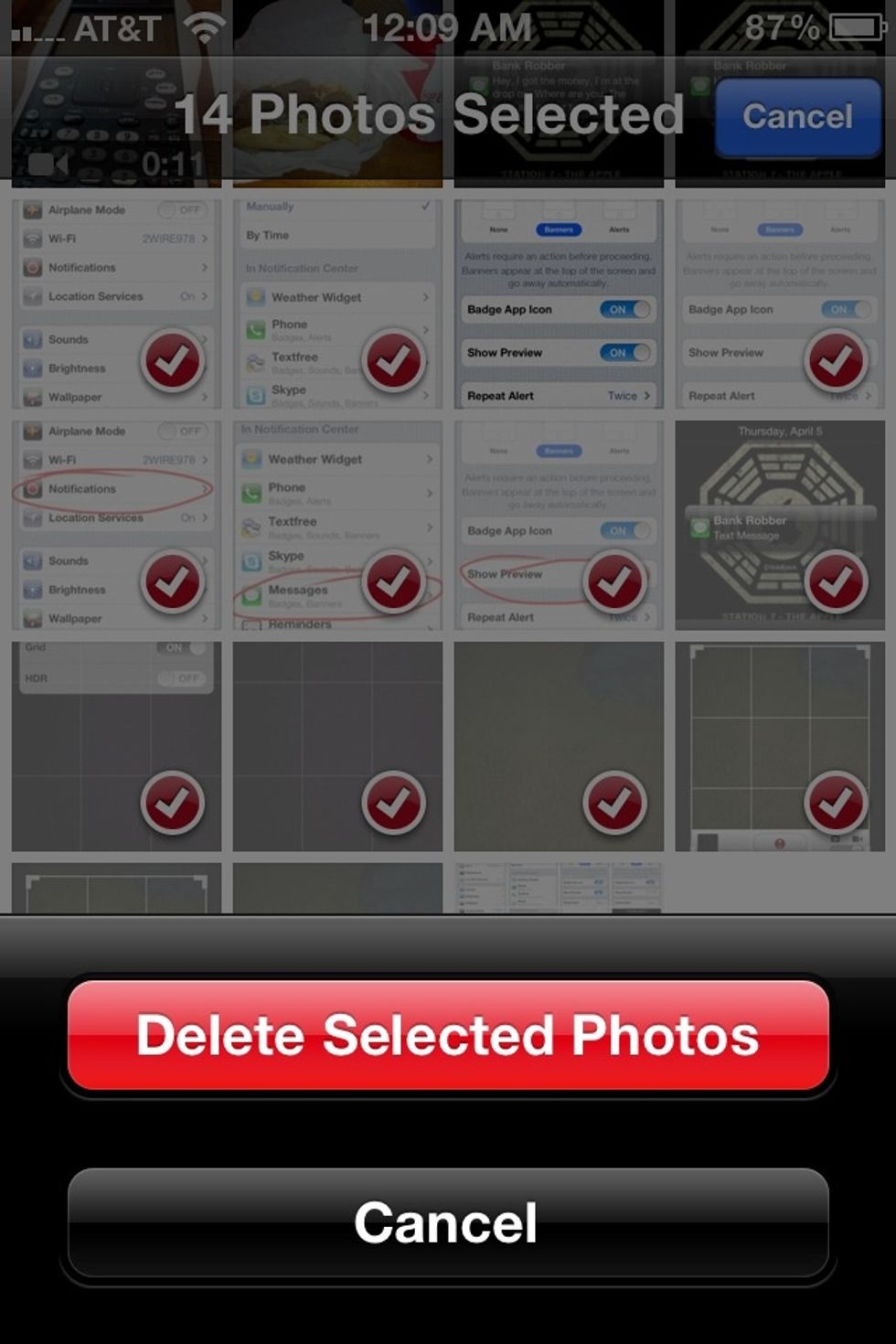 Screen shot of deleting photos!
