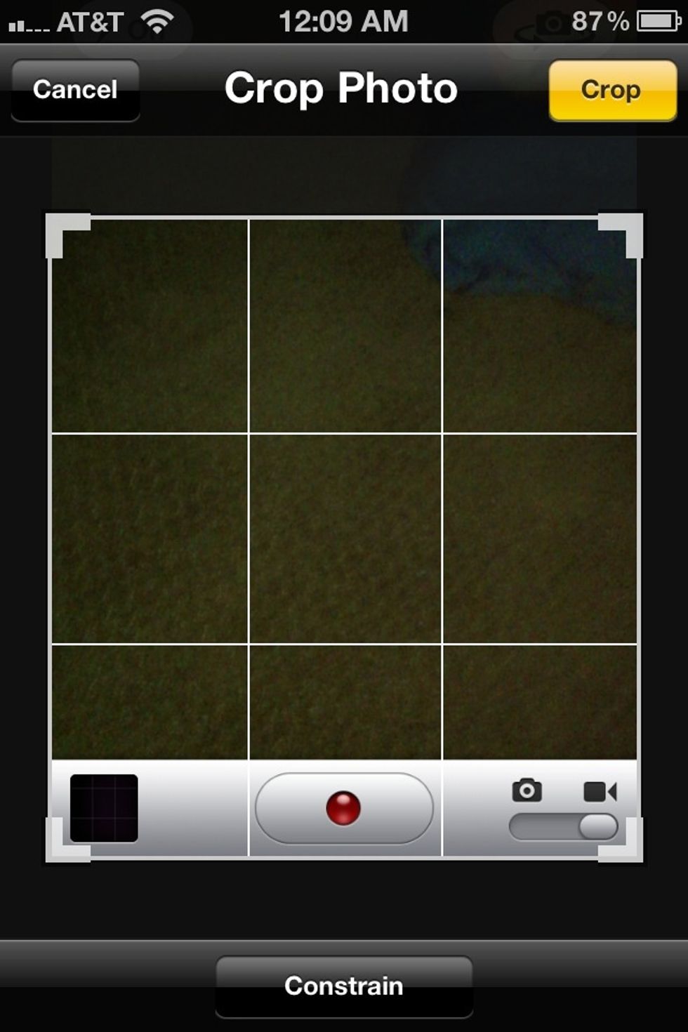 Screenshot of cropping a photo.