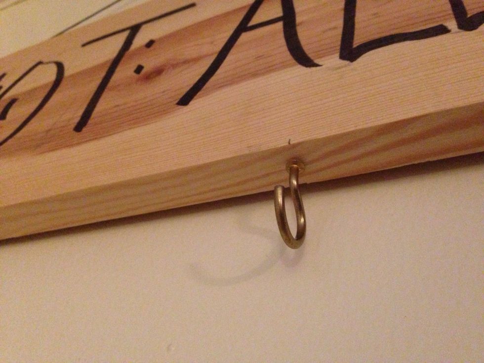 Screw in the hooks about 8-10 inches apart from each other (or closer depending on how many hooks you want; but don't let the rack get crowded or too heavy).