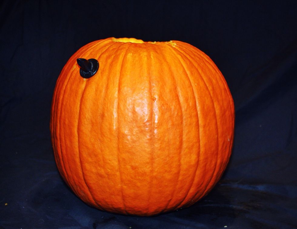 Screw the spout into the pumpkin carefully and as tightly as it can go so that the tea doesn't leak out the sides.
