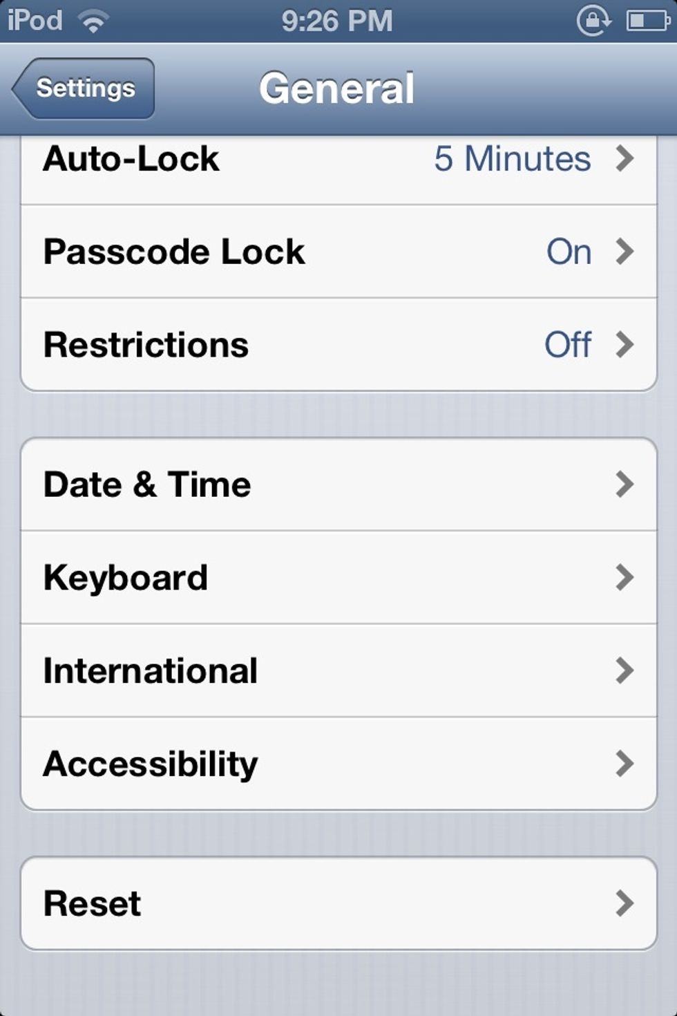 Scroll all the way down to accessibility