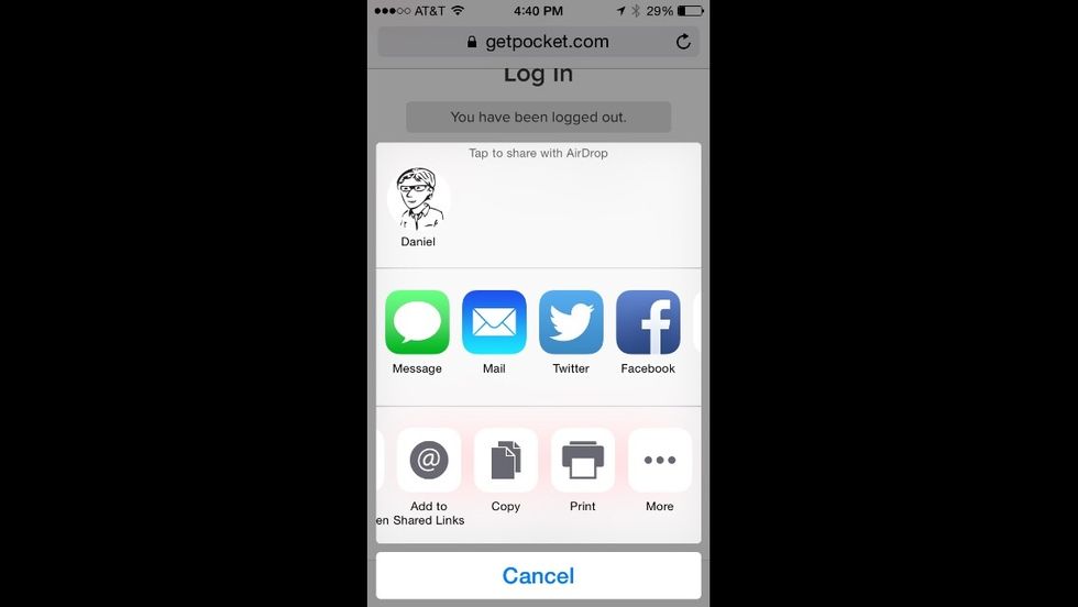 Scroll all the way to the end of the bottom row of options and choose the 'more' option.