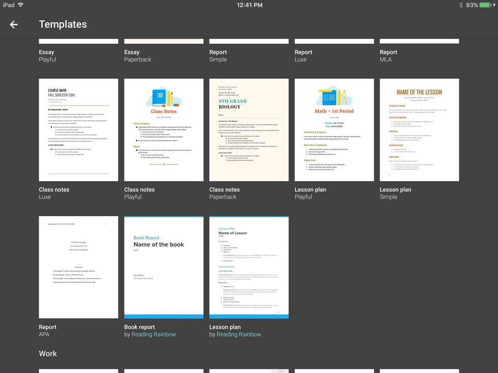 Scroll down a few times until you see the Education category, and then find the Book Report by Reading Rainbow template. Click on it.