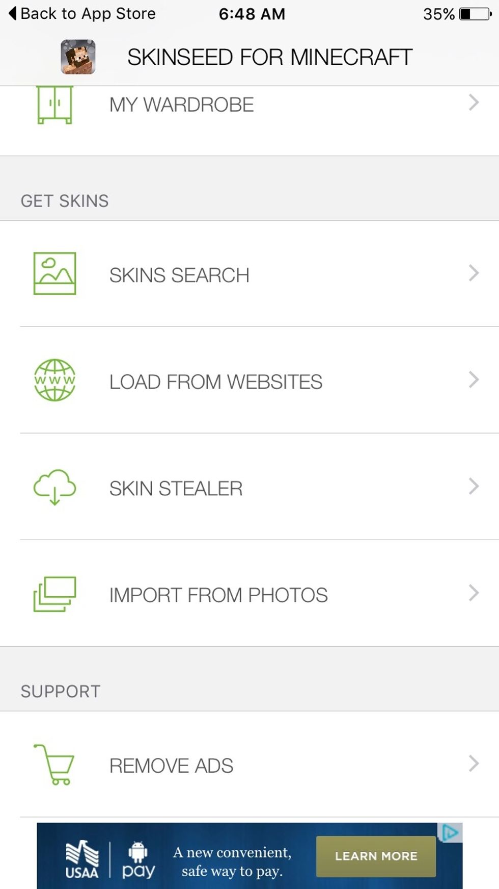 Scroll down and click 'skin search'