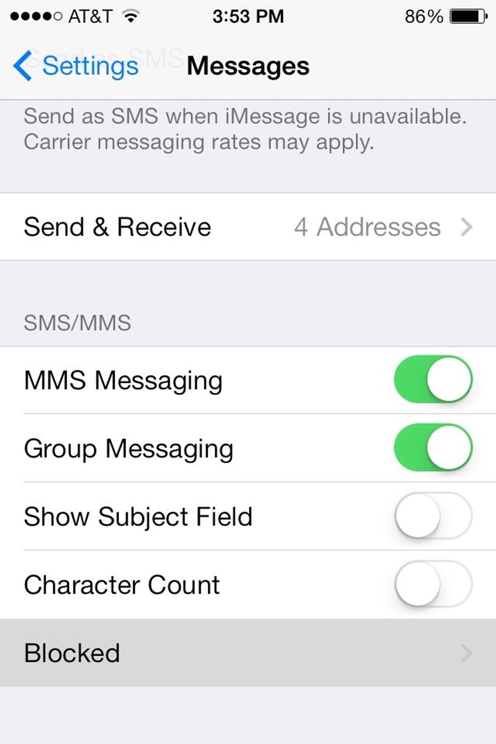 Scroll down and tap "Blocked".