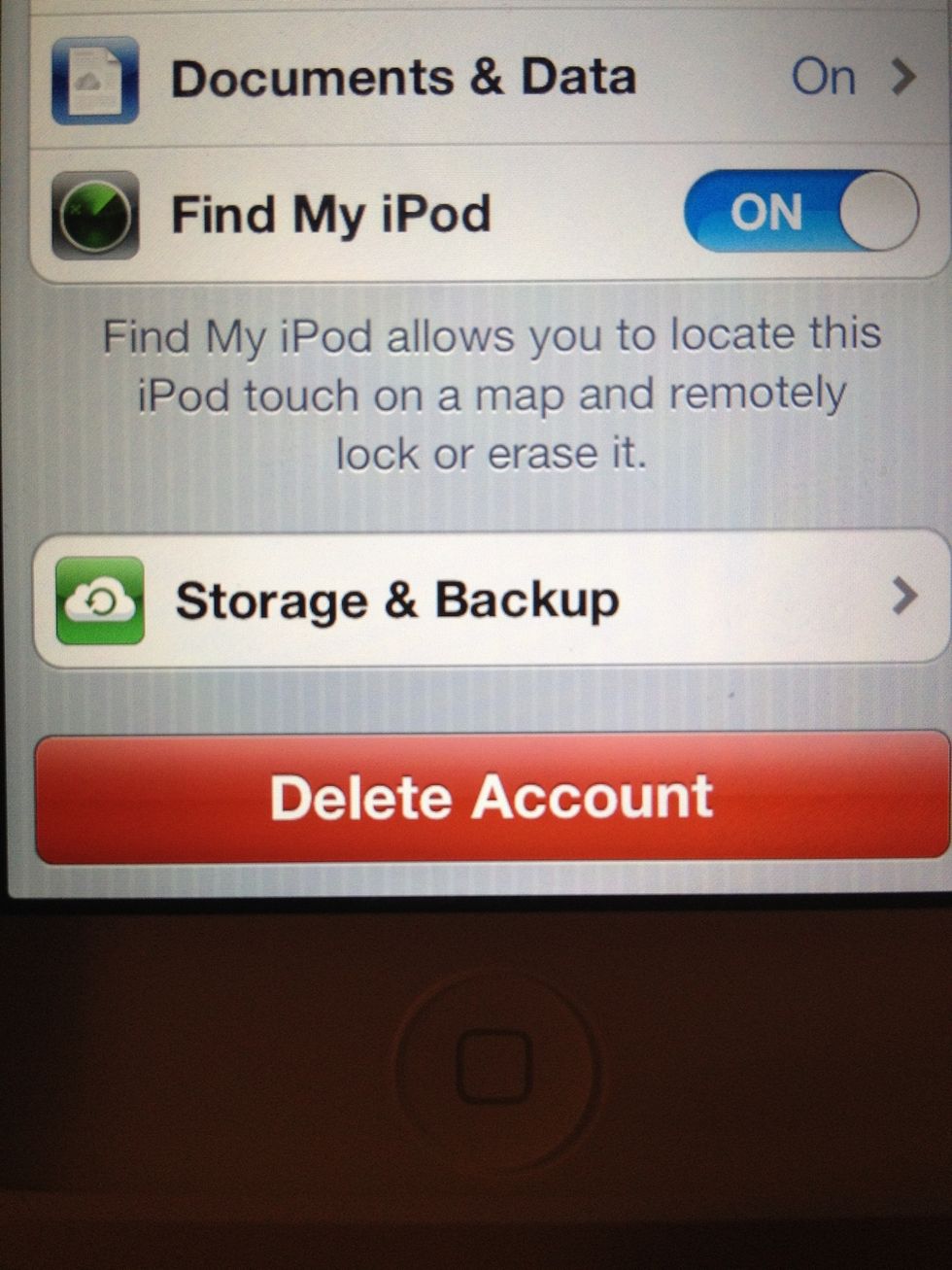Scroll down and tap Storage & Backup