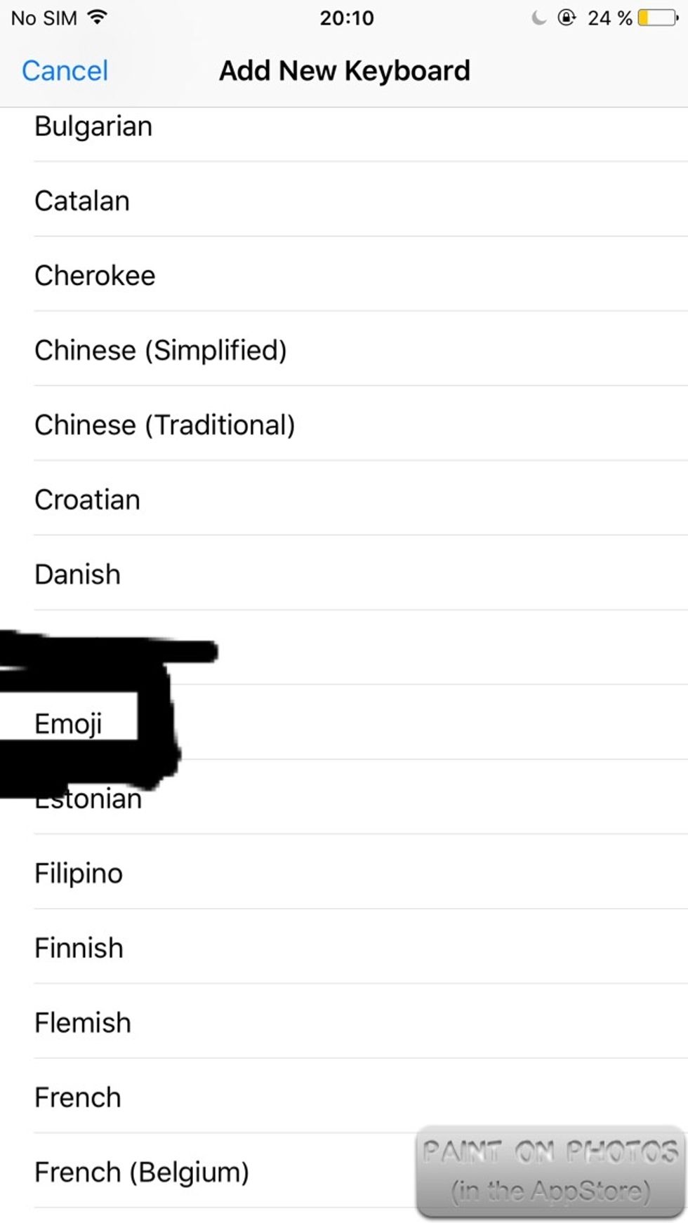 Scroll down and you'll see 'Emojis'