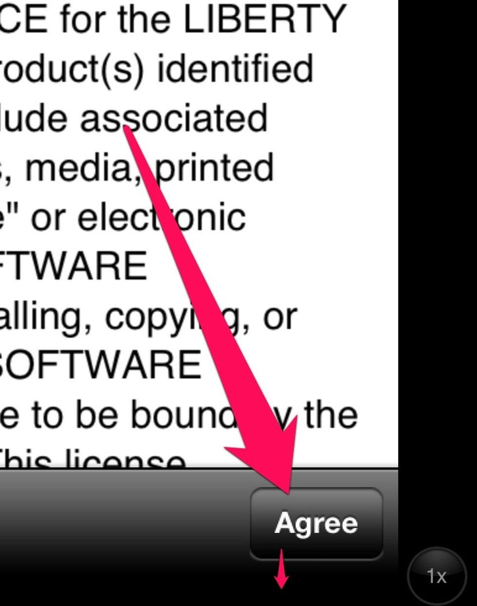 Scroll down the page a little way and then touch the "Agree" button