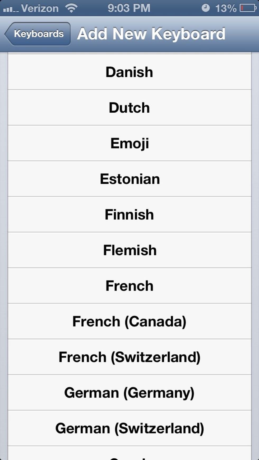 Scroll down to Emoji.