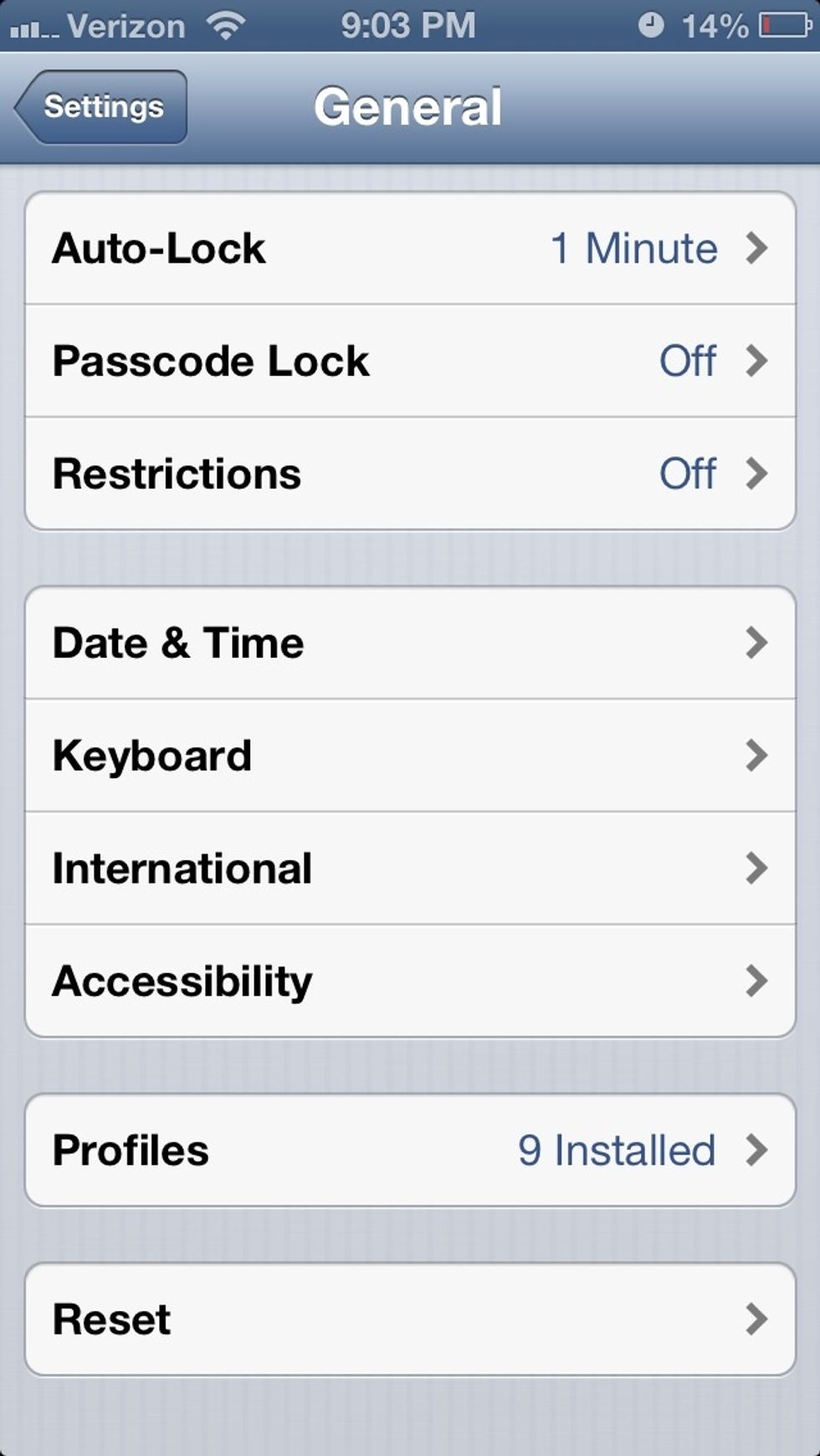 Scroll down to International and tap it.