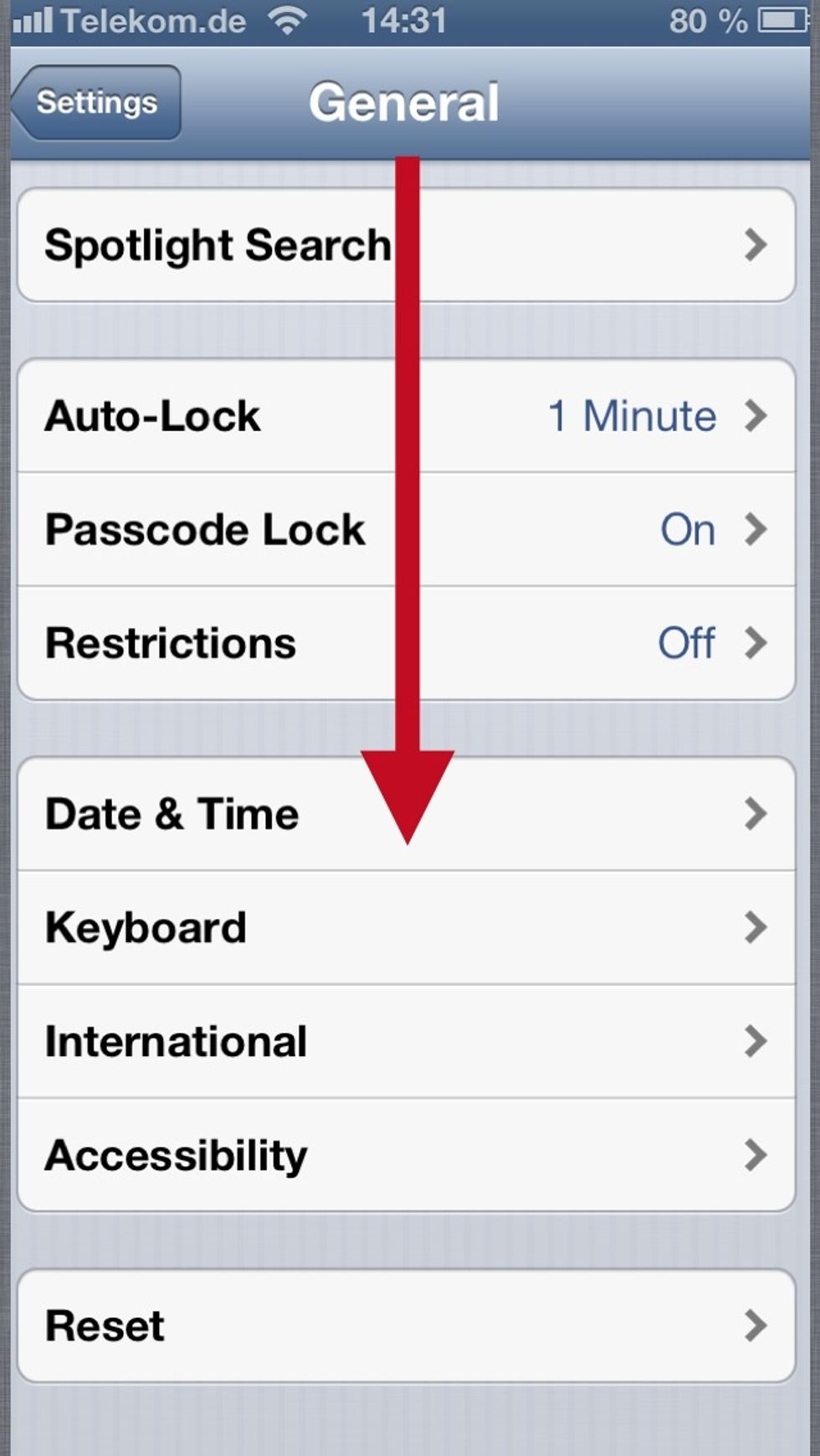 Scroll down to "Keyboard" (inside "General")