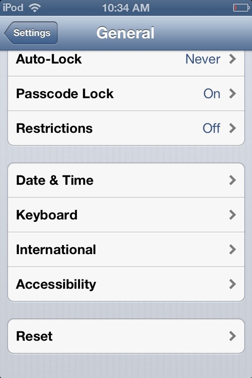 Scroll down to the bottom and go on accessibility