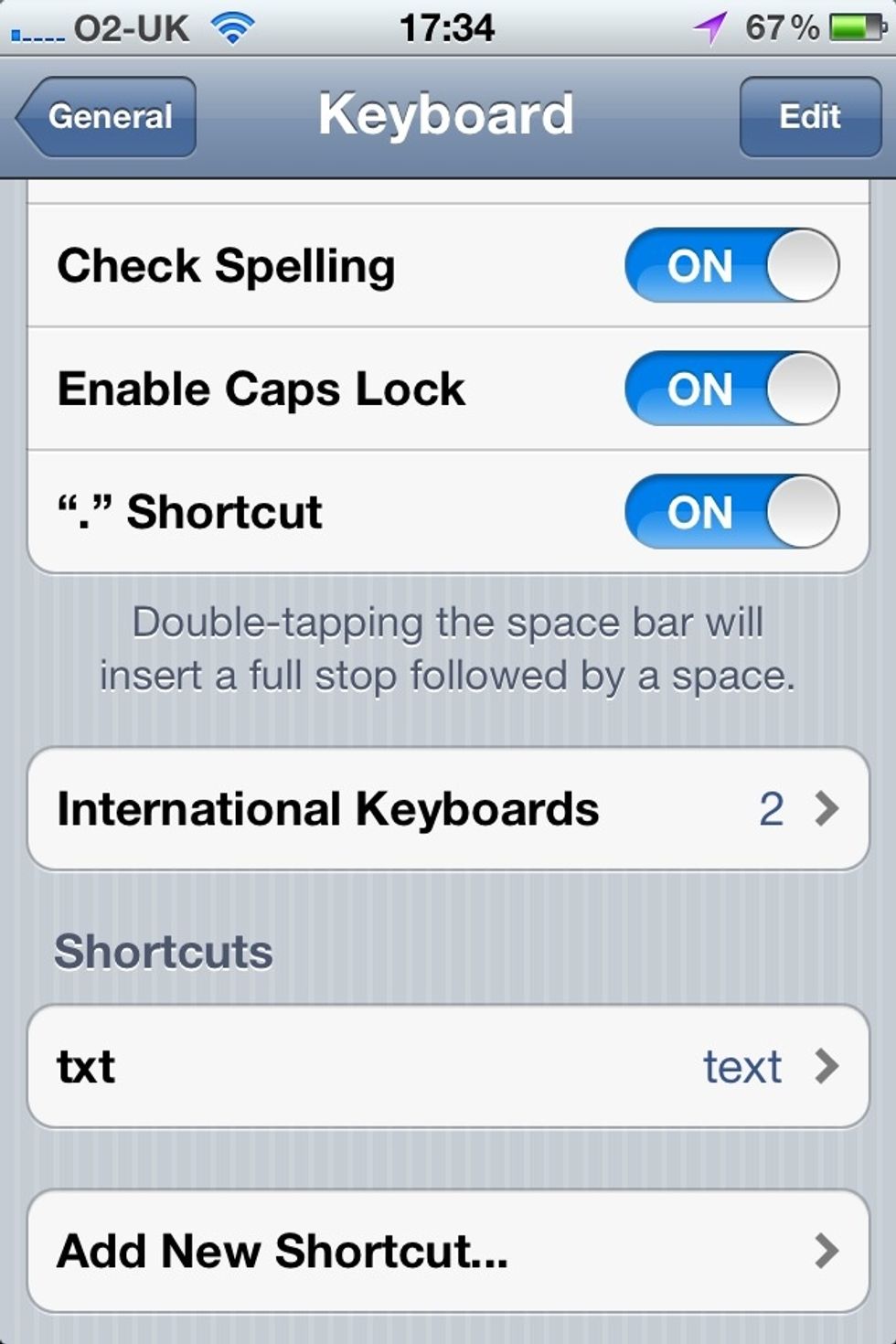 Scroll down until you find Shortcuts and click 'Add new Shortcut'.