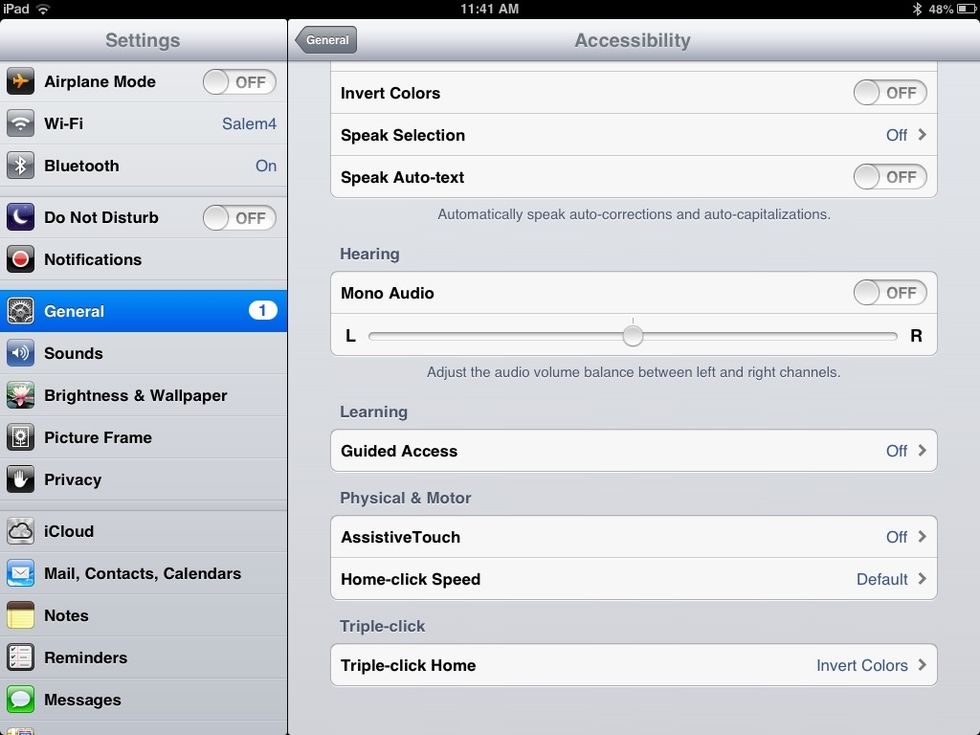 Scroll down until you see "Guided Access", click on it.