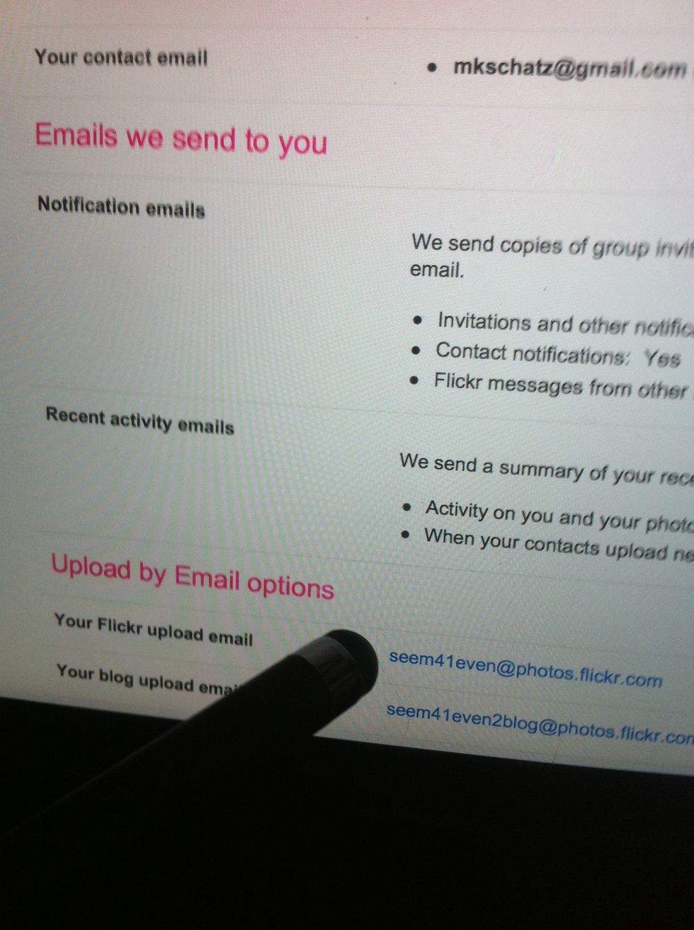 Scroll down. You will have an option to generate a unique Flickr upload address. I've already made one so it lists it here.