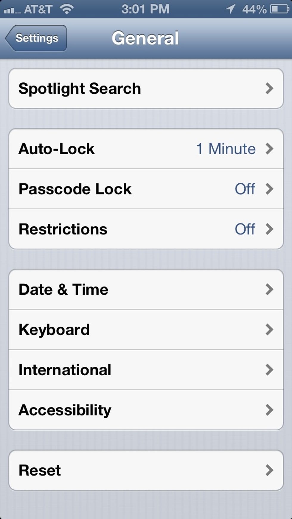 Scroll \u2b07 to where it says Accessibility and click on that.