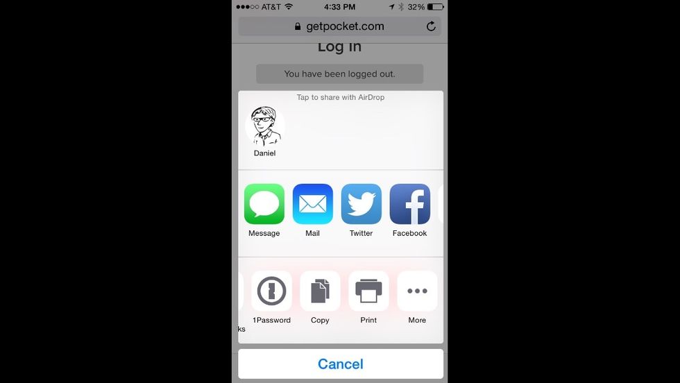 Scroll until you see the 1Password option and select it.