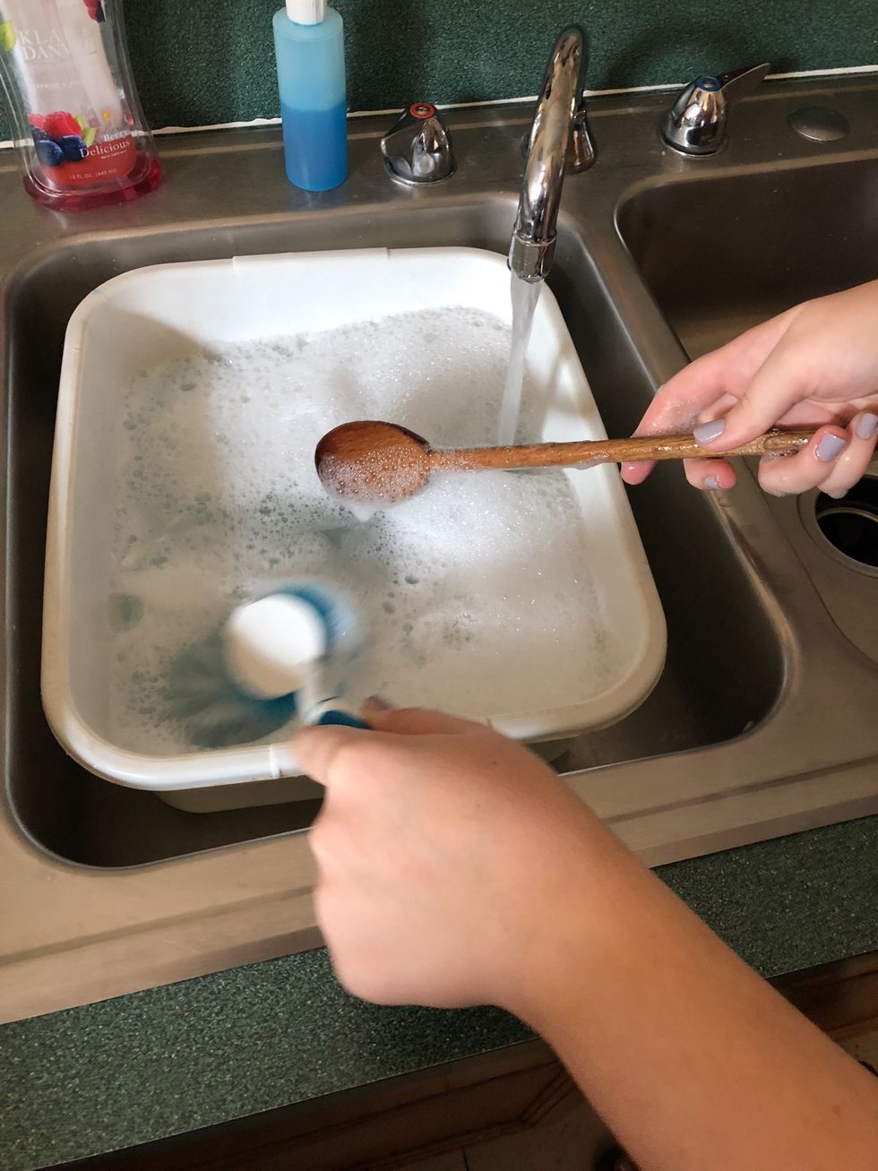 Scrub the dishes