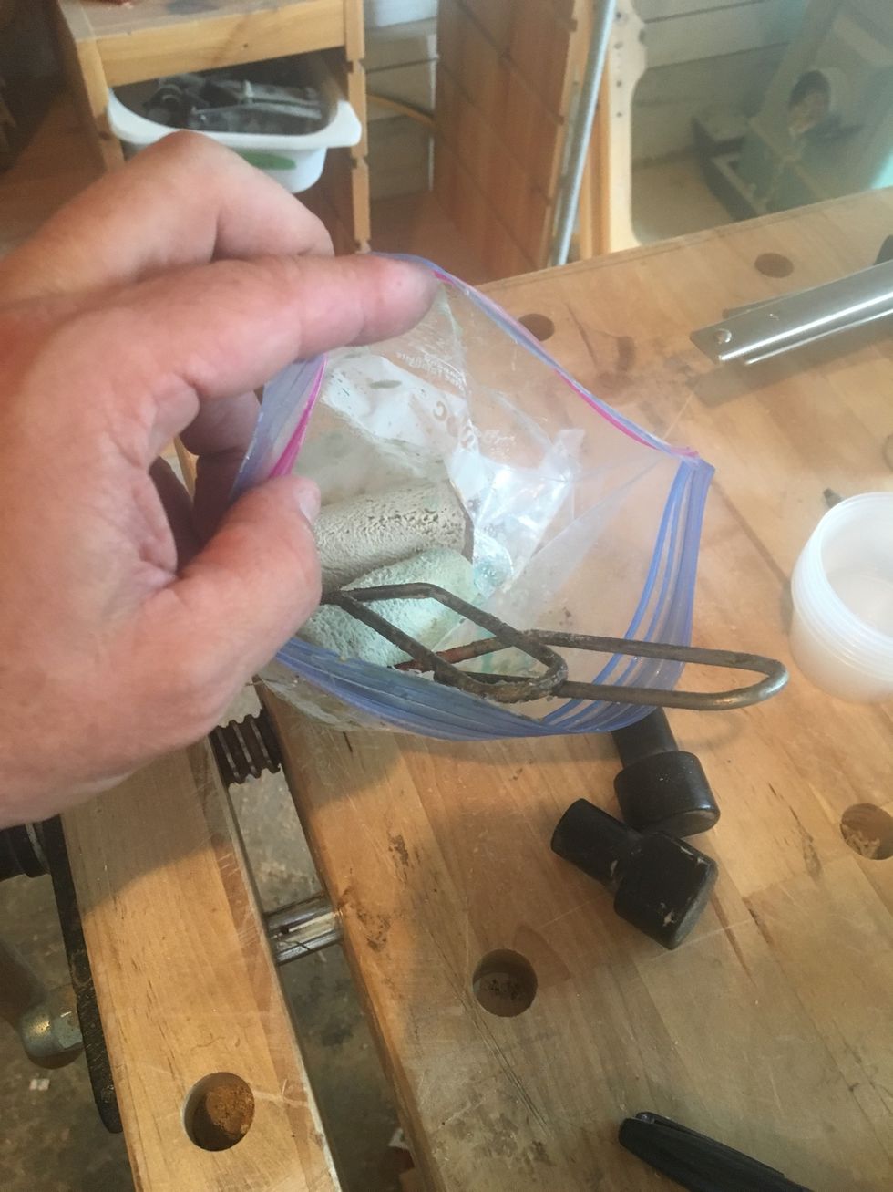 Seal glue rollers in a freezer bag.