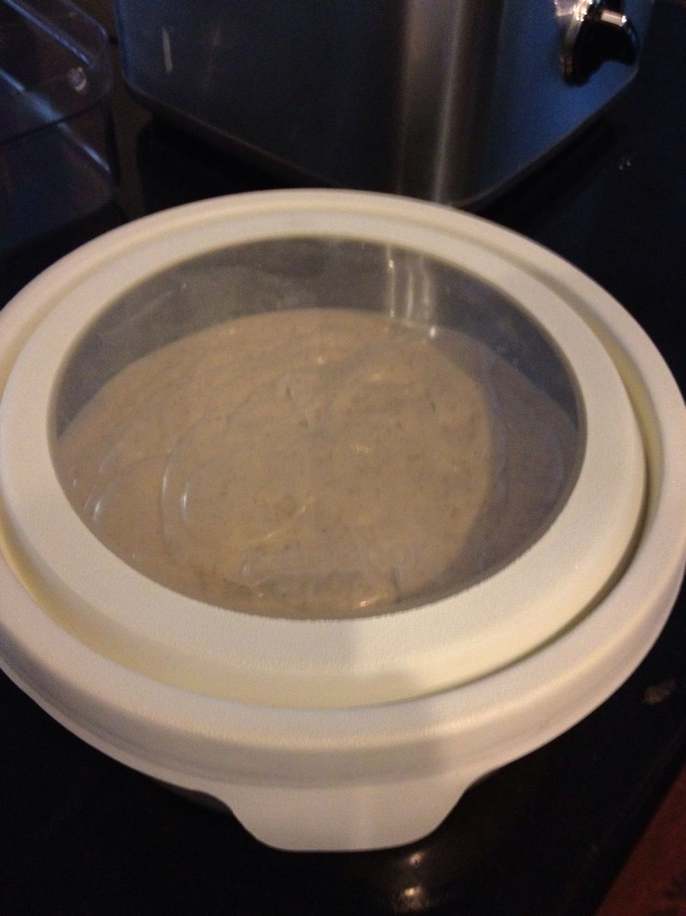 Seal the container tightly. I'm using a glass bowl made by Anchor.