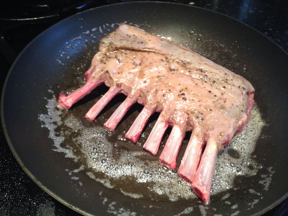 Sear all sides of the lamb in the delicious smelling oil and butter.
