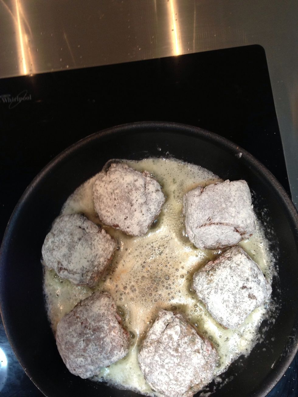 Sear the beef in butter