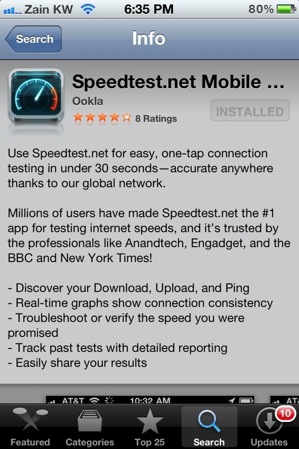 Search for speedtest.net and download the app .