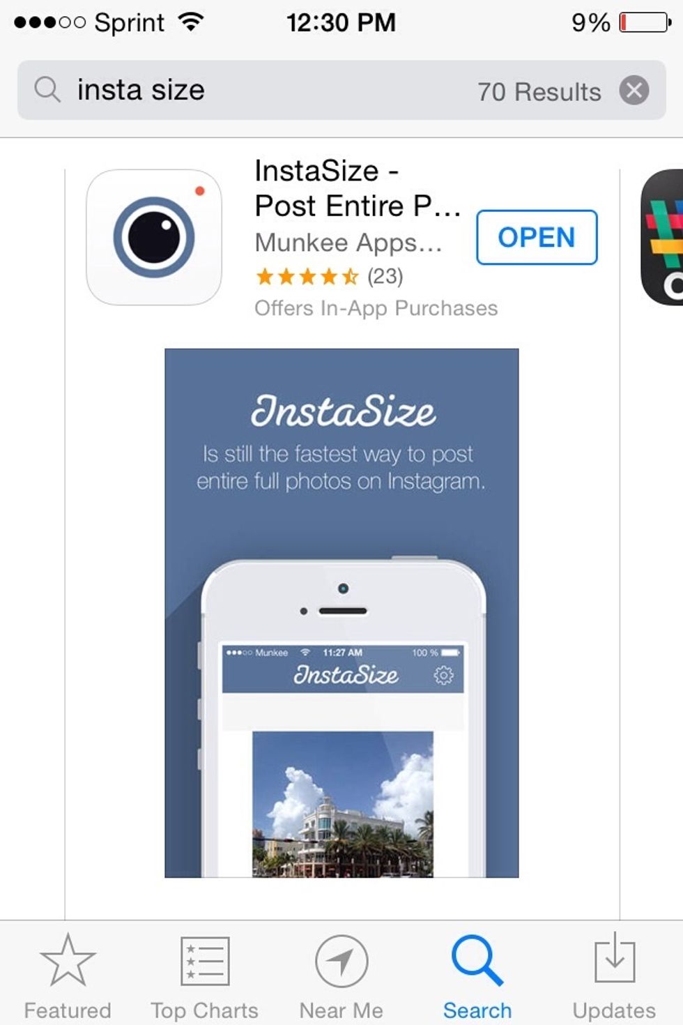 Search for the app Insta Size.