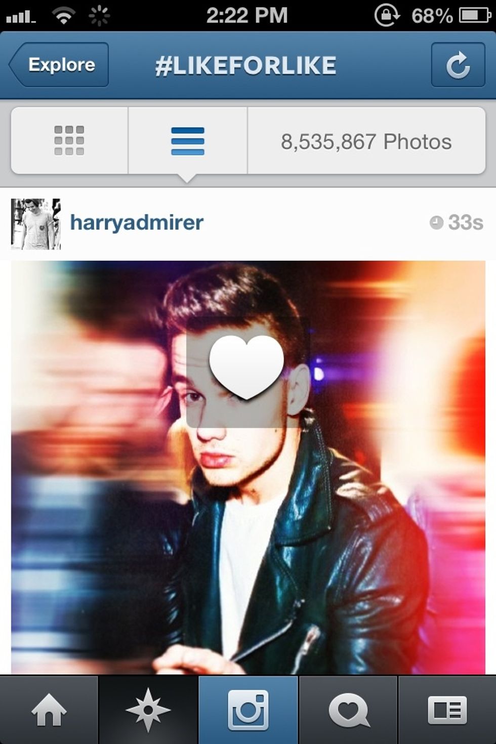 Search hashtags like "likeforlike" or "followforfollow". Go through and like as many pictures as you can.